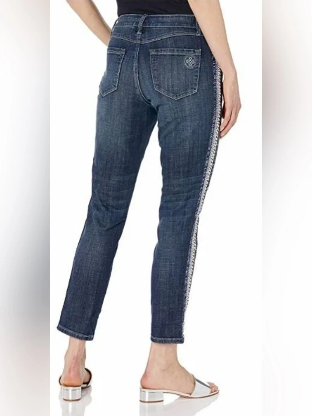 Laurie Felt Classic Denim Embellished Stripe Girlfriend Jeans Size 20W NWOT